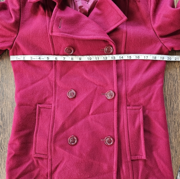 Collection by Gallery Red Wine Wool Double Breasted Pea Coat Size Women Medium - Picture 6 of 13